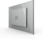 LIVOLO Priza telefon Livolo gri cu rama din sticla pentru montaj modular (VL-P9-1FCTP-3I)