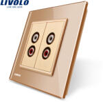 LIVOLO Priza dubla audio Livolo aurie cu rama din sticla eleganta (VL-C792AD-13)