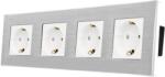Luxion Priza cvadrupla Luxion cu rama din aluminiu, design modern alb (LX-4MP010A-W)