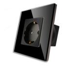 Luxion Priza simpla Luxion neagra cu rama din sticla eleganta (LX-1MP010G-B)