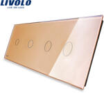 LIVOLO Panou frontal din sticla pentru 4 întrerupatoare touch Livolo, auriu (VL-P701/01/01/01-8A)