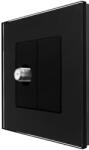 Luxion Priza TV satelit Luxion cu rama din sticla neagra, design modern (LX-MP017G-B)