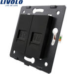 LIVOLO Priza dubla internet Livolo neagra pentru montaj în perete, design premium (C7-2C-12)