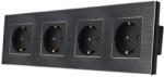 Luxion Priza cvadrupla Luxion cu rama din aluminiu, negru (LX-4MP010A-B)