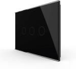 LIVOLO Panou întrerupator triplu touch Livolo din sticla neagra, standard italian (VL-P903-3B)