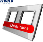LIVOLO Rama dubla pentru priza Livolo din sticla Crystal, gri (VL-P7E/E-4I)