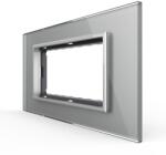 LIVOLO Rama din sticla Livolo gri standard italian, 4 module, serie noua (VL-P9E-4I)