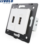 LIVOLO Priza dubla USB Livolo alba pentru încarcare moderna si montaj în perete (C7-2USB-11)