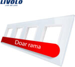 LIVOLO Rama priza cvadrupla Livolo din sticla alba pentru prize si module media (VL-P7E/E/E/E-8W)