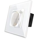 Luxion Priza simpla cu capac de protectie si rama din sticla alba Luxion (LX-1MP049G-W)