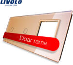 LIVOLO Panou Livolo cu 2 întrerupatoare simple touch, din sticla, auriu (VL-P701/01/E-6A)