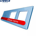 LIVOLO Panou Livolo din sticla albastra pentru intrerupator touch si 2 prize (BB-C7-C1/SR/SR-19)