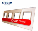 LIVOLO Rama cvadrupla Livolo din sticla Crystal, aurie, pentru prize (VL-P7E/E/E/E-8A)