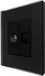Luxion Priza TV si Internet Luxion neagra, cu rama din sticla eleganta (LX-MP026/25G-B)