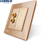 LIVOLO Priza audio LIVOLO aurie cu rama din sticla pentru montaj în perete (C7-91A-13)