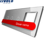 LIVOLO Panou Livolo din sticla gri pentru 3 intrerupatoare si 1 priza (VL-P702/01/E-6I)