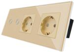 Luxion Intrerupator Dublu + 2 Prize cu Rama din Sticla LUXION (LX-ST-201/2MP010-G)