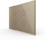 LIVOLO Panou întrerupator touch cvadruplu Livolo din sticla, standard italian, auriu (VL-P904-3A)