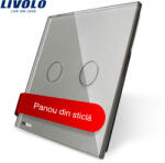 LIVOLO Panou din sticla gri pentru întrerupator dublu touch Livolo (VL-P702-2I)