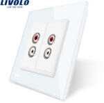 LIVOLO Priza dubla audio Livolo alba, cu rama din sticla pentru montaj în perete (VL-C792AD-11)