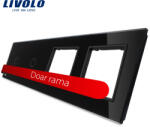 LIVOLO Panou din sticla neagra Livolo pentru 2 intrerupatoare touch si 2 prize (VL-P701/01/E/E-8B)