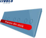 LIVOLO Panou din sticla albastru pentru întrerupator touch Livolo, 6 pozitii (C7-C2/C2/C2-19)