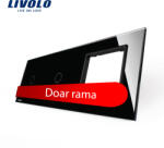 LIVOLO Panou Livolo din sticla pentru 2 întrerupatoare touch si priza, negru (VL-P701/01/E-6B)