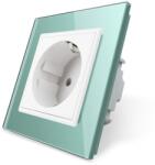 LIVOLO Priza simpla Livolo verde cu rama din sticla Crystal rezistenta (VL-C7C1EU-18)