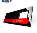 LIVOLO Panou Livolo din sticla negru pentru 2 intrerupatoare duble si priza (VL-P702/02/E-6B)