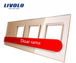 LIVOLO Rama Livolo din sticla aurie pentru întrerupator touch simplu si 3 prize (VL-P701/E/E/E-8A)