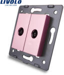 LIVOLO Priza dubla TV Livolo roz, pentru montaj încastrat, design modern (C7-2V-17)