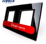LIVOLO Rama dubla pentru priza Livolo din sticla Crystal, negru (VL-P7E/E-4B)