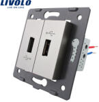 LIVOLO Priza dubla USB Livolo gri pentru încarcare moderna încastrata (C7-2USB-15)