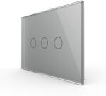 LIVOLO Panou întrerupator triplu touch Livolo din sticla gri, standard italian (VL-P903-3I)