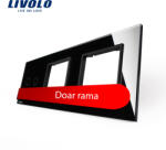 LIVOLO Panou intrerupator dublu cu touch si 2 prize Livolo din sticla (VL-P702/E/E-6B)
