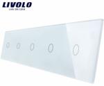 LIVOLO Panou frontal Livolo din sticla alba pentru 5 intrerupatoare touch (C7-C1/C1/C1/C1/C1-11)