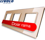LIVOLO Rama tripla Livolo din sticla aurie pentru prize si module media (VL-P7E/E/E-6A)