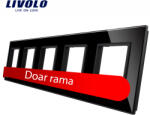 LIVOLO Rama cvintupla din sticla neagra pentru prize si module Livolo (VL-P7E/E/E/E/E-10B)
