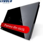 LIVOLO Panou întrerupator touch dublu Livolo din sticla, negru (VL-P701/01-4B)