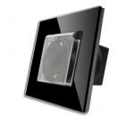 Luxion Priza simpla cu capac de protectie si rama din sticla neagra Luxion (LX-1MP049G-B)