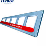 LIVOLO Rama cvintupla din sticla albastra pentru prize si module Livolo (VL-C7-5SR-19)