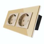 Luxion Priza dubla Luxion aurie cu rama din sticla, design elegant (LX-2MP010G-G)