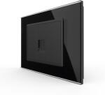 LIVOLO Priza telefon Livolo neagra cu rama din sticla pentru montaj modular (VL-P9-1FCTP-3B)