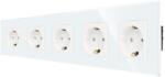 Luxion Priza Cvintupla LUXION cu rama din sticla (LX-5MP010G-W) - eurostoc