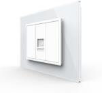 LIVOLO Priza internet Livolo alba cu rama din sticla, standard italian (VL-C9-C1C-3W)