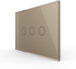 LIVOLO Panou întrerupator triplu touch Livolo din sticla auriu, standard italian (VL-P903-3A)