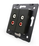 LIVOLO Priza dubla audio Livolo neagra pentru conectare eleganta în perete (C7-2AD-12)