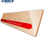 LIVOLO Panou din sticla pentru întrerupator touch Livolo, 2 simplu + 2 dublu, auriu (BB-C7-C1/C1/C2/C2-13)