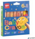 APLI Színes ceruza készlet, vastag, hegyezővel, 3 az 1-ben, APLI Kids "Baby Crayon", 6 különböző szín (20635) - alter