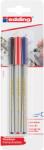 edding Liner Edding Office 89, varf fetru, 0.3 mm, 3 culori/set (negru, rosu, albastru) (ED893000)